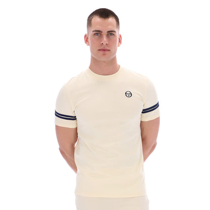 Grello Crew Neck T Shirt Sandshell Maritime Blue
