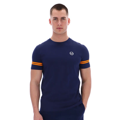 Grello Crew Neck T Shirt Maritime Blue Orange Pepper