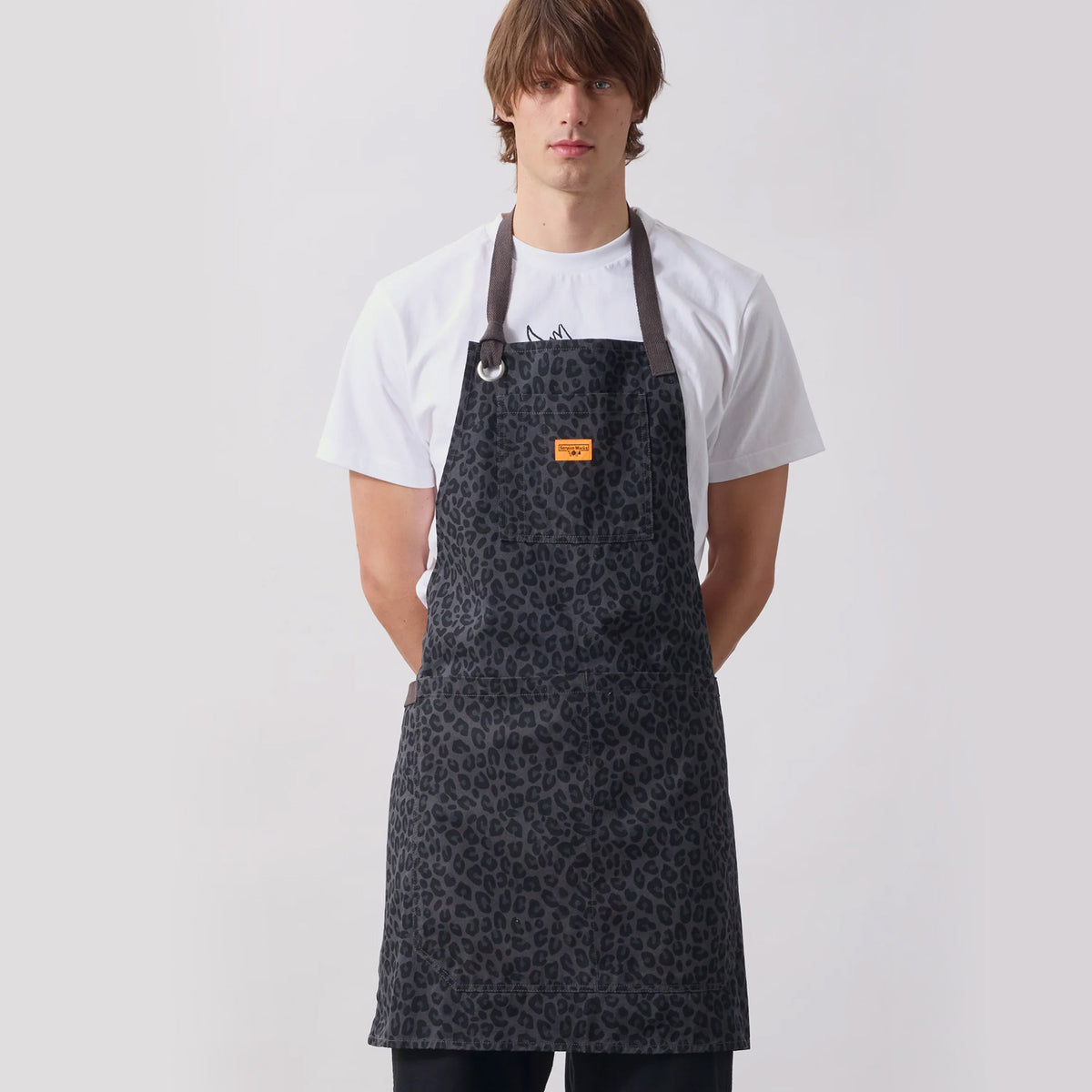 Patterned Apron Black Leopard