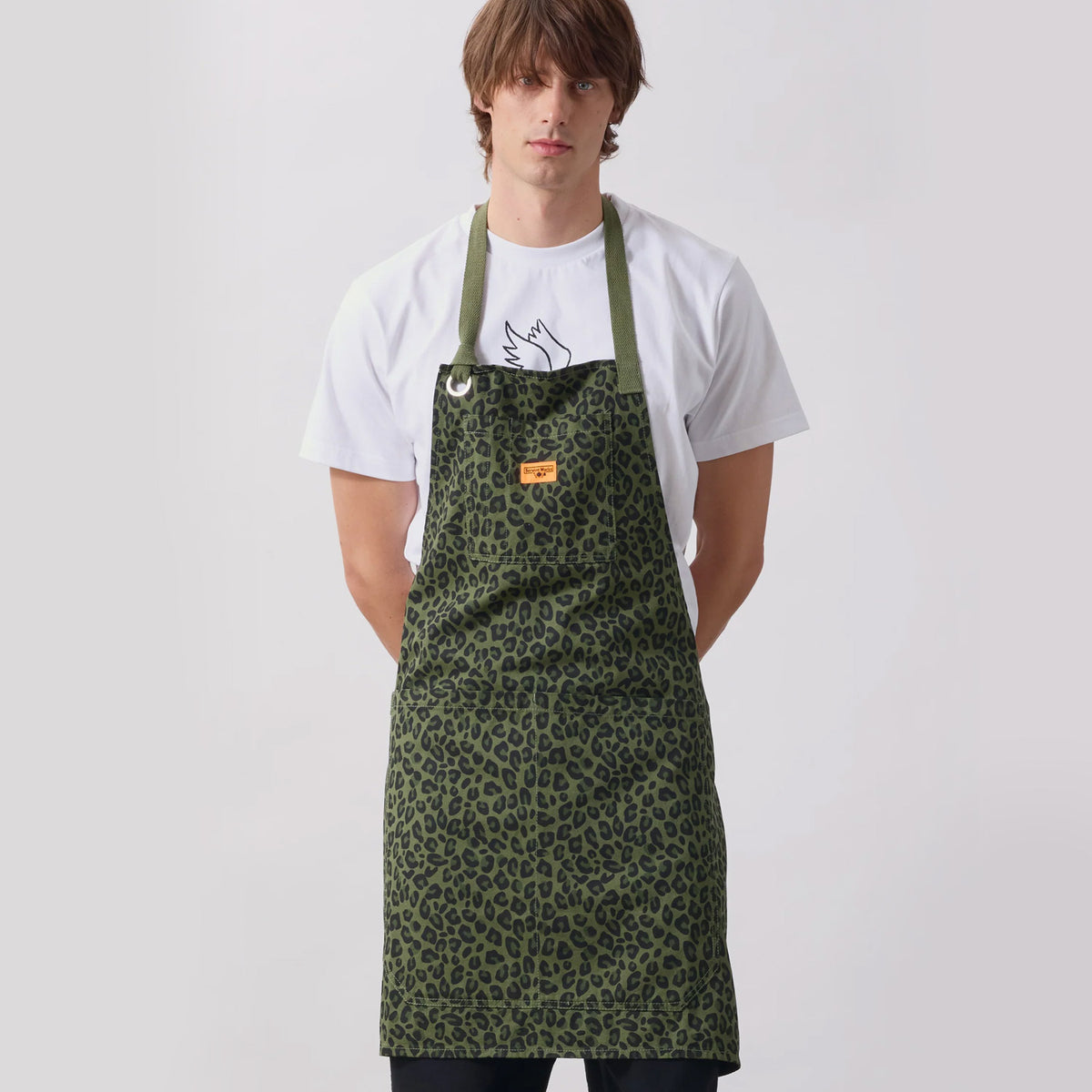 Patterned Apron Green Leopard