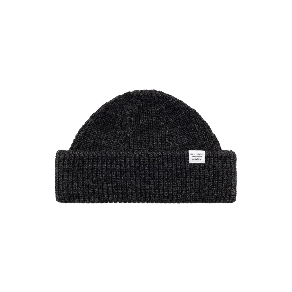 Shallow Cotton Wool Rib Beanie Dark Grey Melange