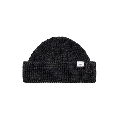 Shallow Cotton Wool Rib Beanie Dark Grey Melange