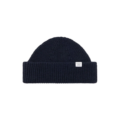 Shallow Cotton Wool Rib Beanie Dark Navy