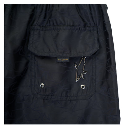 Tonal Multi Shark Logo Swim Shorts Navy
