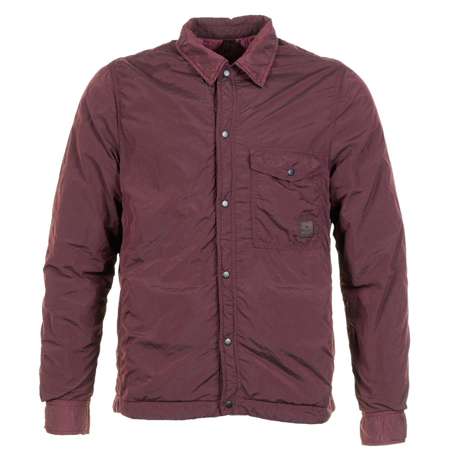 Garment Dyed Nylon Shirt Jacket Burgundy
