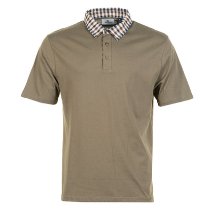 Short Sleeve Club Check Collar Polo Army Green