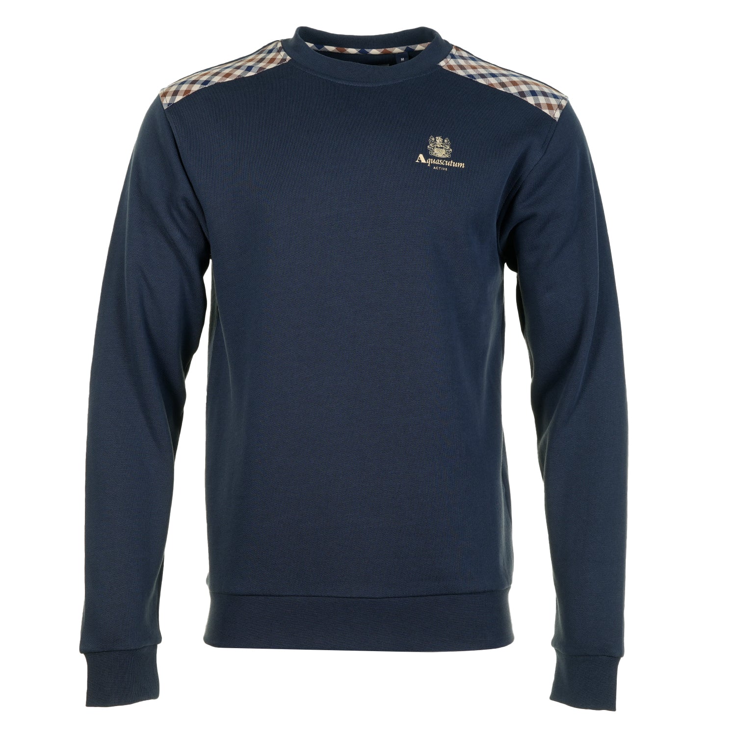 Active Club Check Shoulder Crew Neck Sweatshirt Navy