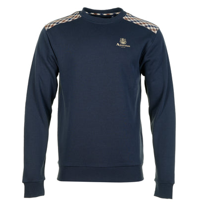 Active Club Check Shoulder Crew Neck Sweatshirt Navy