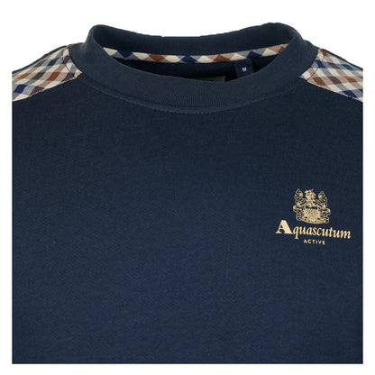 Active Club Check Shoulder Crew Neck Sweatshirt Navy