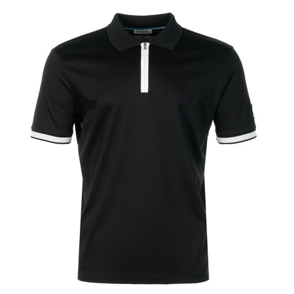Short Sleeve Silicone Zip Polo Shirt Black
