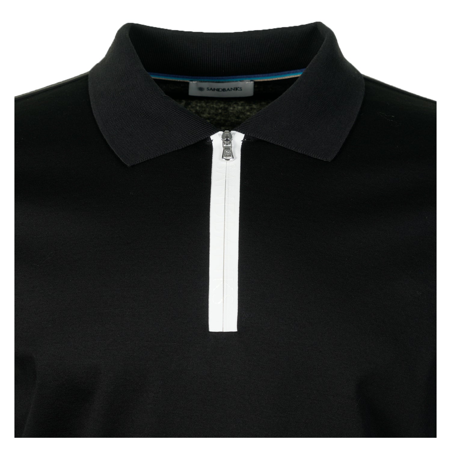 Short Sleeve Silicone Zip Polo Shirt Black