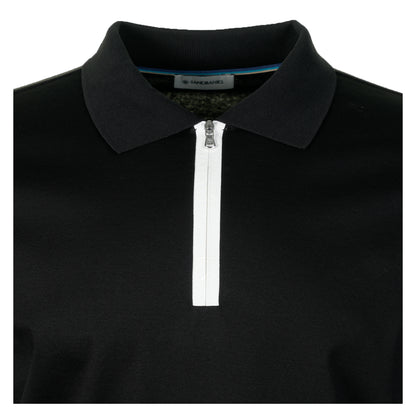 Short Sleeve Silicone Zip Polo Shirt Black