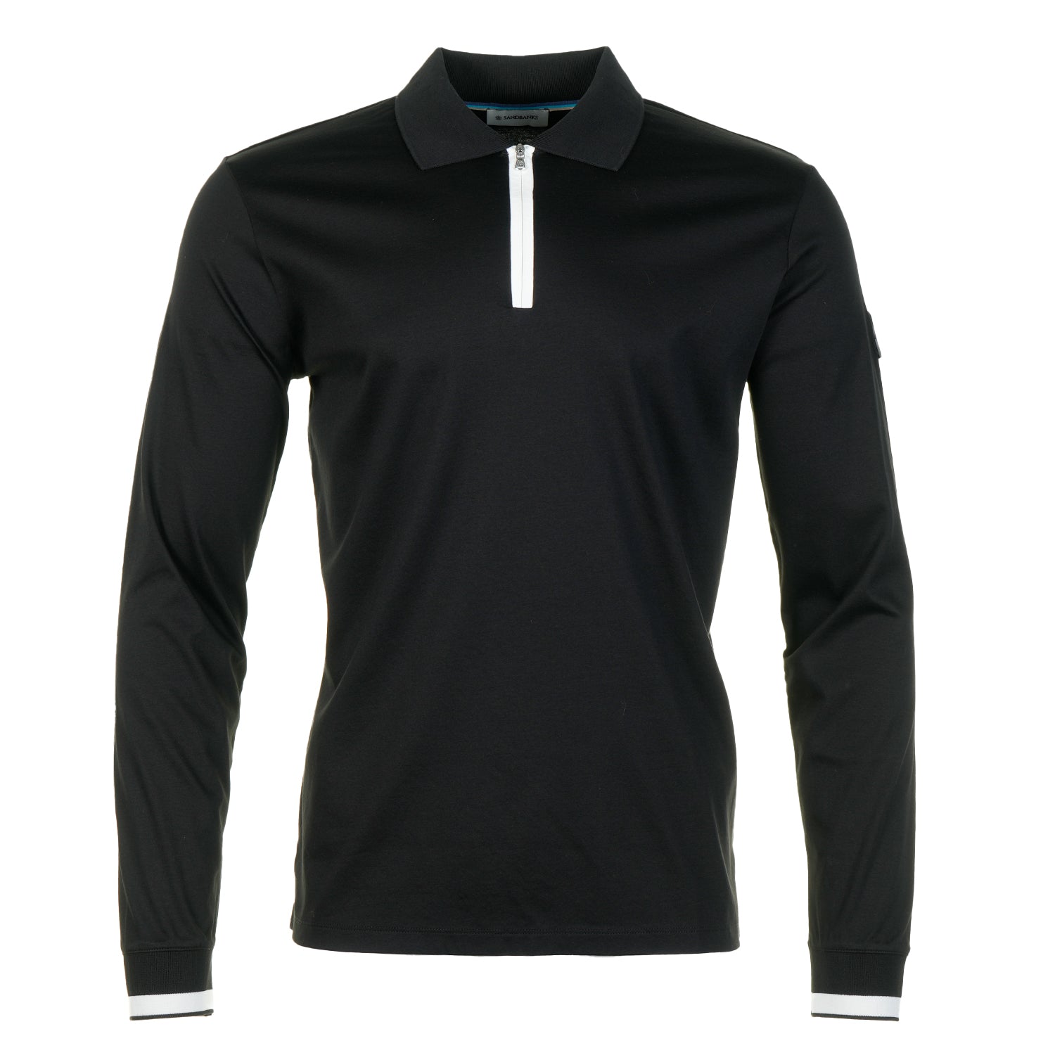 Long Sleeve Silicone Zip Polo Shirt Black
