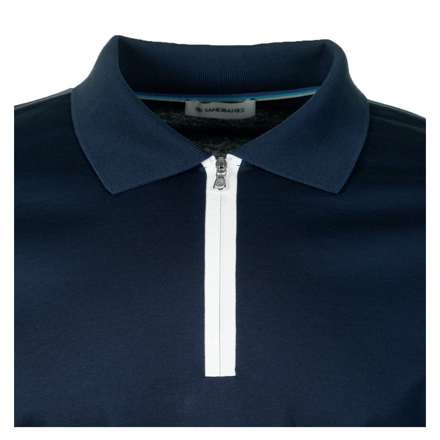 Short Sleeve Silicone Zip Polo Shirt Navy