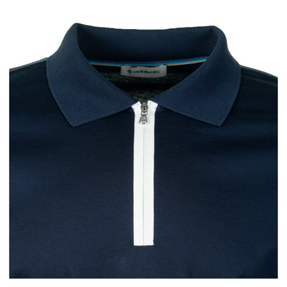 Short Sleeve Silicone Zip Polo Shirt Navy
