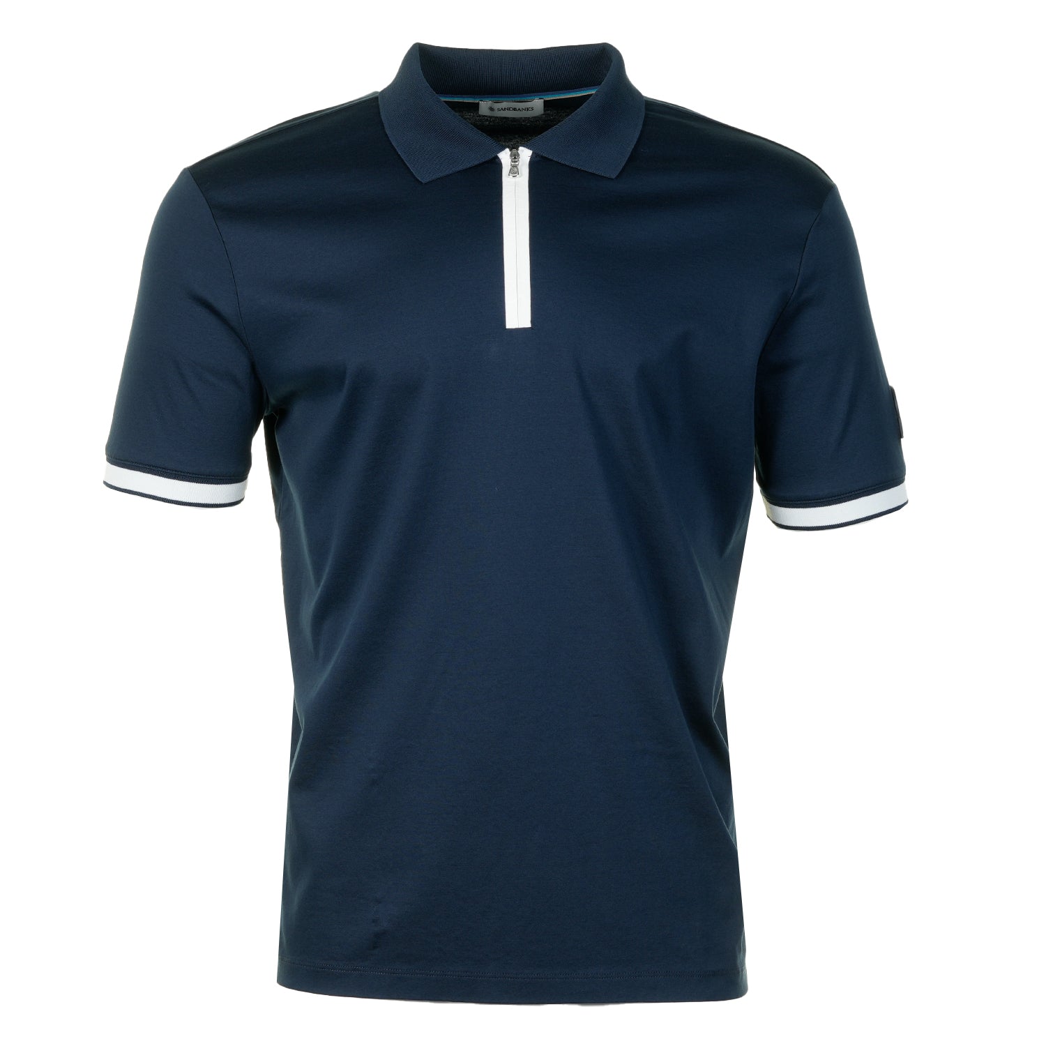 Short Sleeve Silicone Zip Polo Shirt Navy