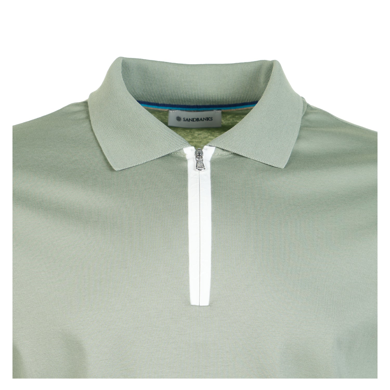 Short Sleeve Silicone Zip Polo Shirt Sage