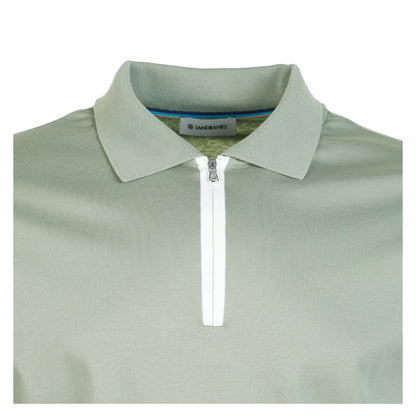 Short Sleeve Silicone Zip Polo Shirt Sage
