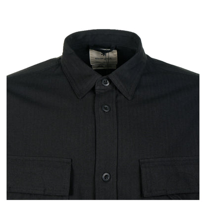 TAKIBI Herringbone Shirt Jacket Black