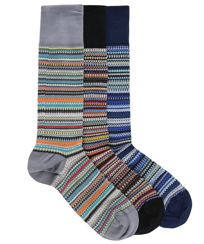 3 Pack Pique Signature Stripe Socks Tri Colour