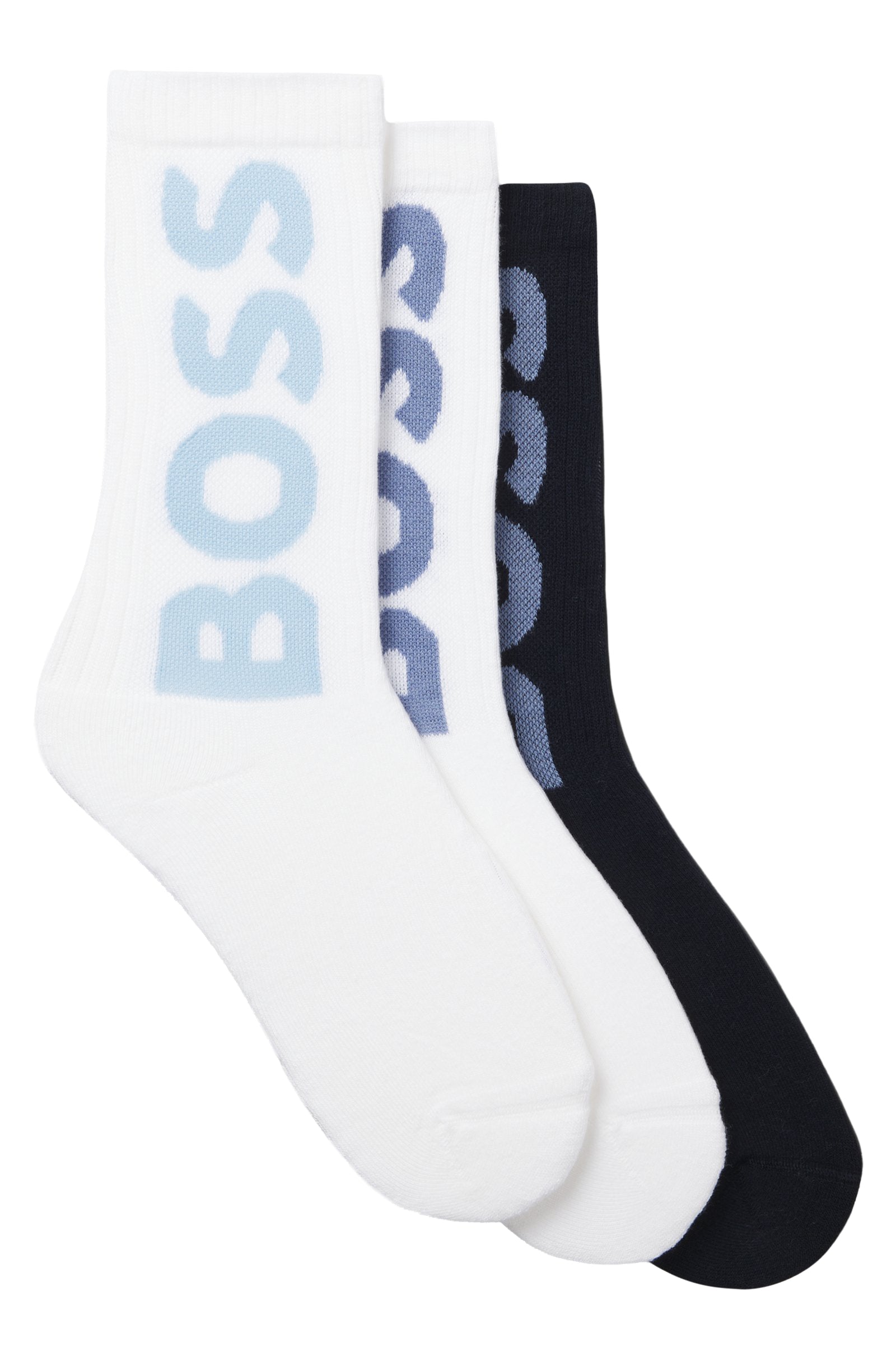 3 Pack QS Rib Logo 967 White Navy