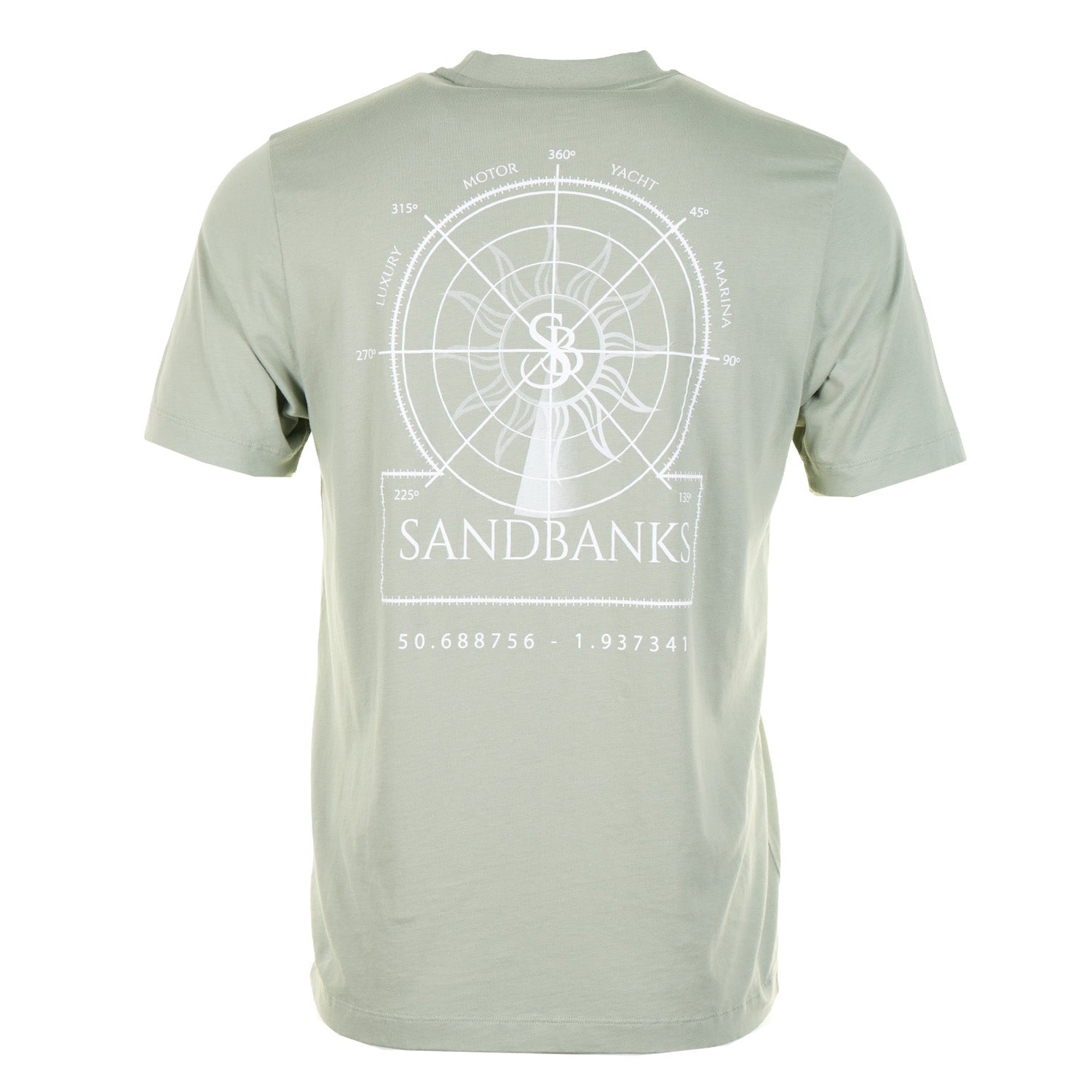 back of sandbanks Sonar T-Shirt in sage