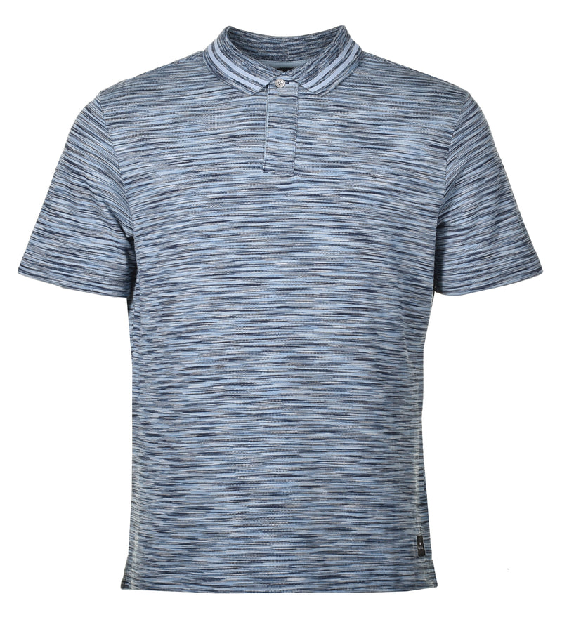 Short Sleeve Spacedye Polo Shirt Dark Taupe Blue