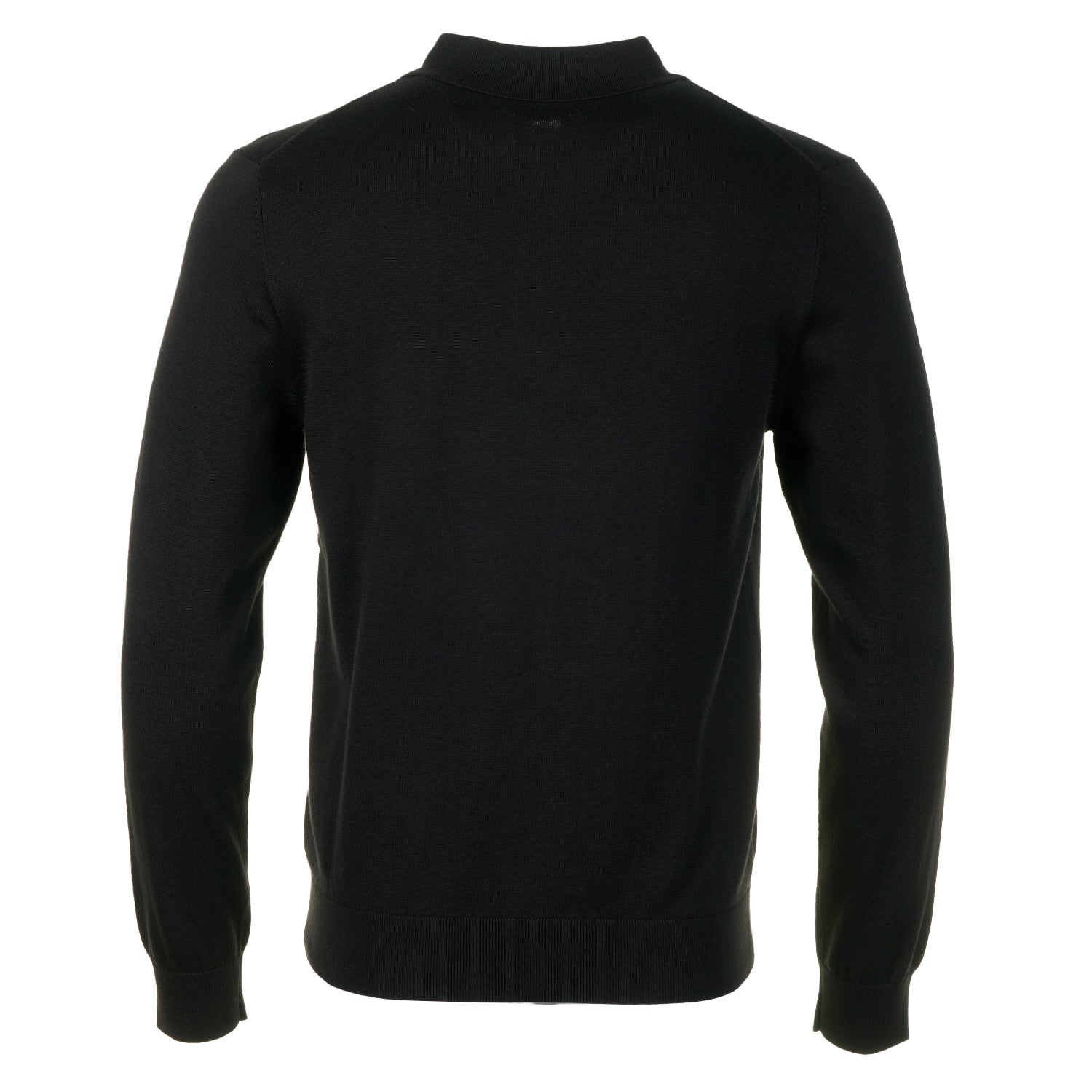 Sport Stripe Knitted Long Sleeve Polo Shirt Black