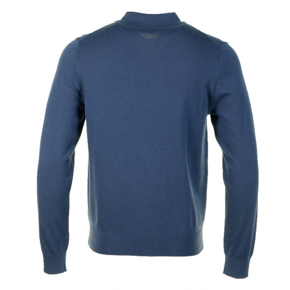 Sport Stripe Knitted Long Sleeve Polo Shirt Indigo