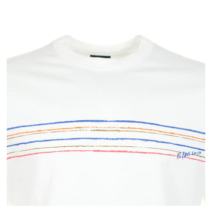 Regular Fit Short Sleeve T Shirt Sport Stripe White