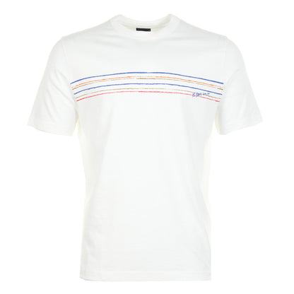 Regular Fit Short Sleeve T Shirt Sport Stripe White