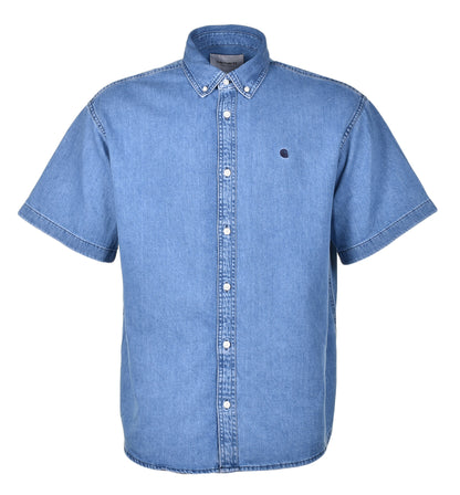 Short Sleeve Lucas Denim Shirt Blue Stone Washed