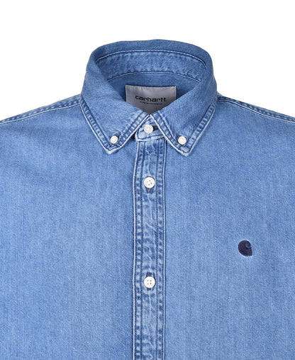 Short Sleeve Lucas Denim Shirt Blue Stone Washed