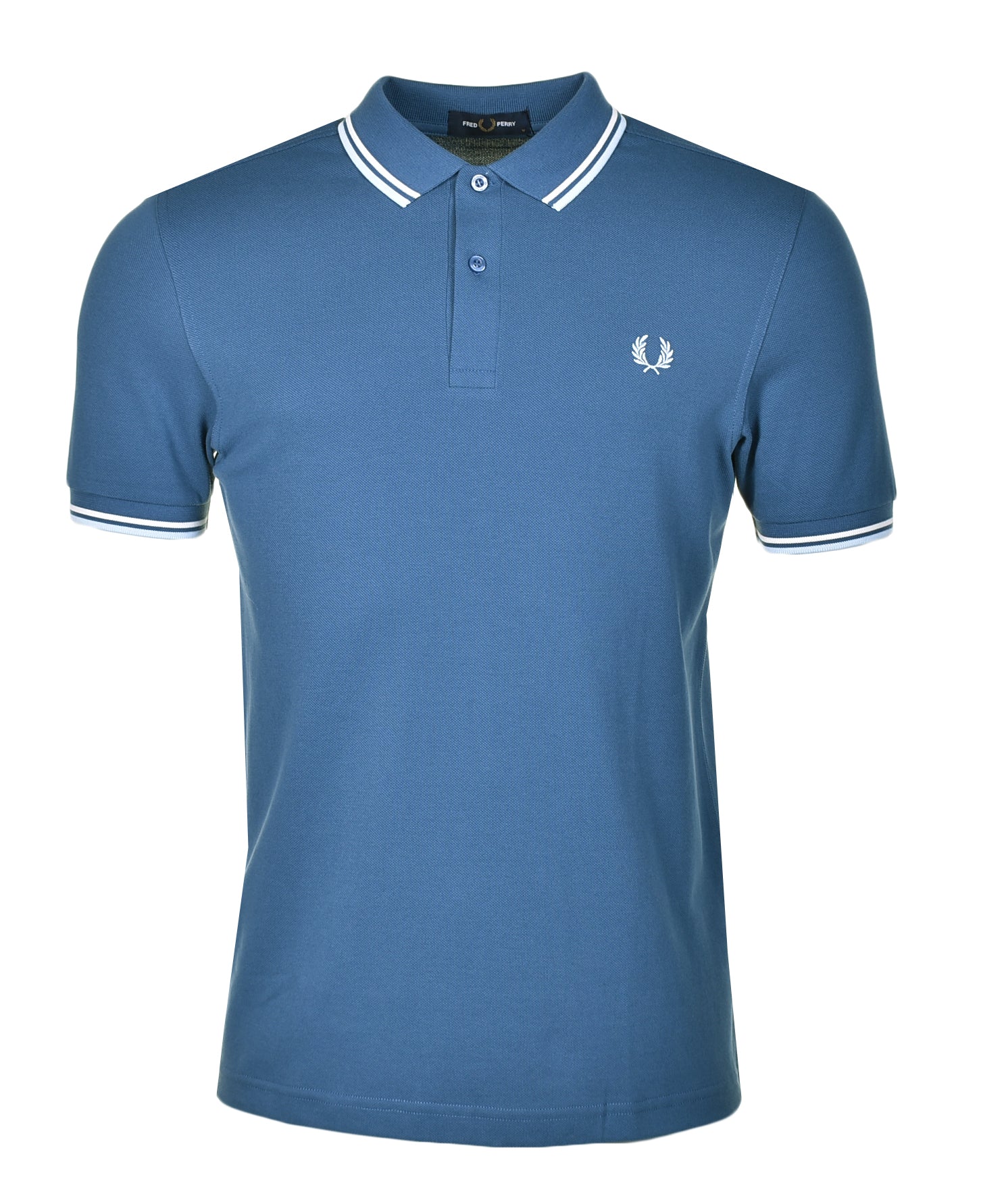 Short Sleeve Twin Tipped Polo Shirt Midnight Blue Ecru Light Ice