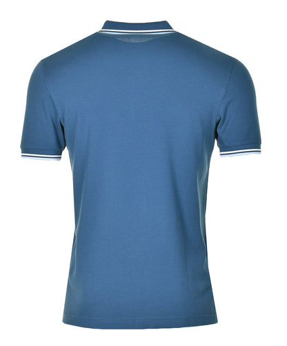 Short Sleeve Twin Tipped Polo Shirt Midnight Blue Ecru Light Ice