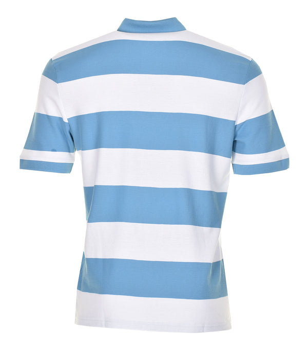 Pale Stripe Short Sleeve Polo Shirt Open Blue