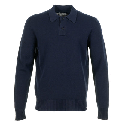 Norse Standard Merino Lambswool Long Sleeve Polo Navy