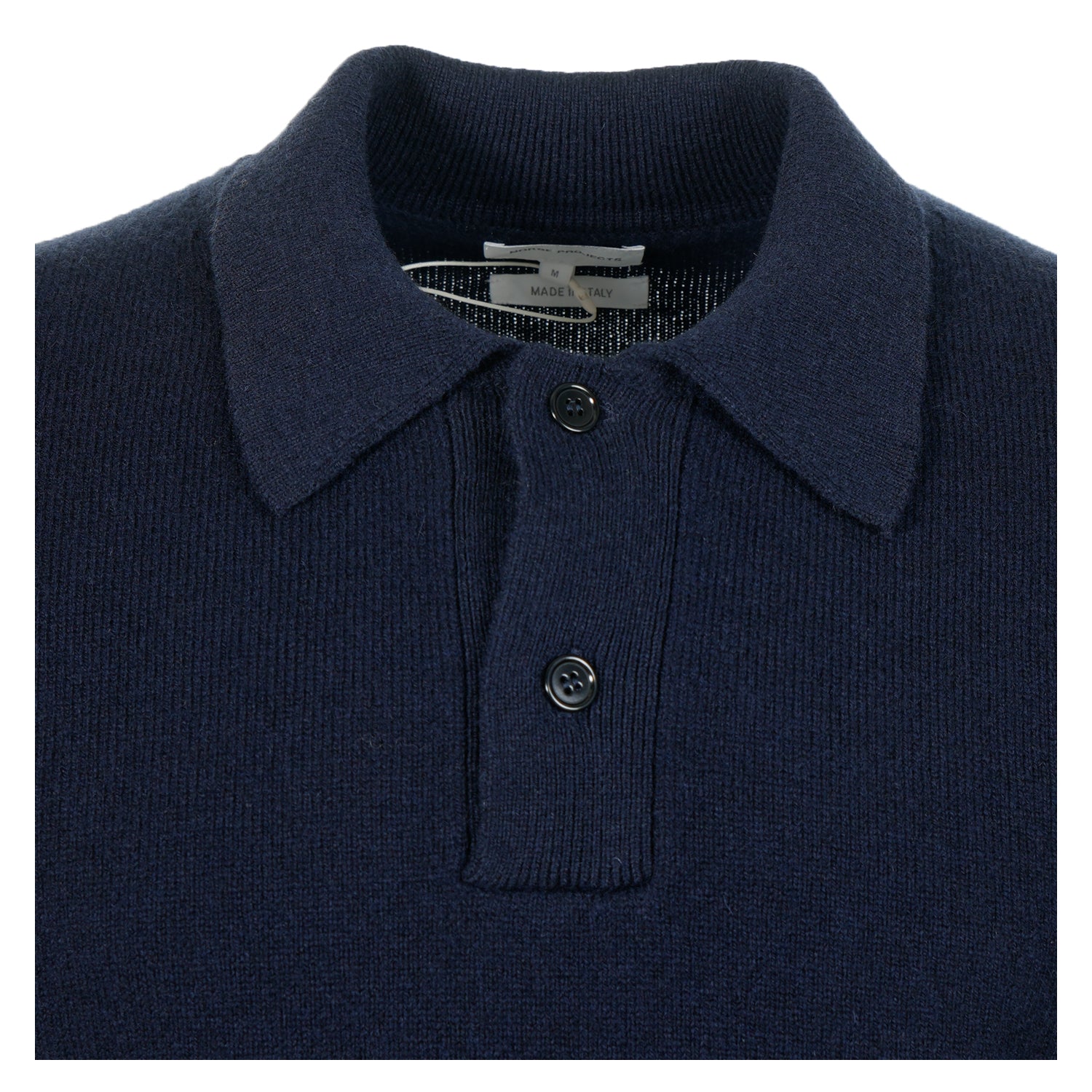 Norse Standard Merino Lambswool Long Sleeve Polo Navy