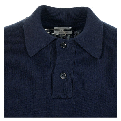 Norse Standard Merino Lambswool Long Sleeve Polo Navy