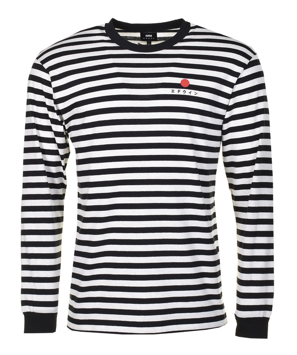 Basic Stripe Long Sleeve T Shirt Black
