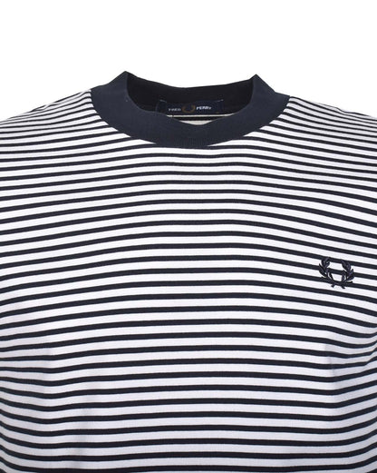 Fine Stripe T Shirt Navy Snow White