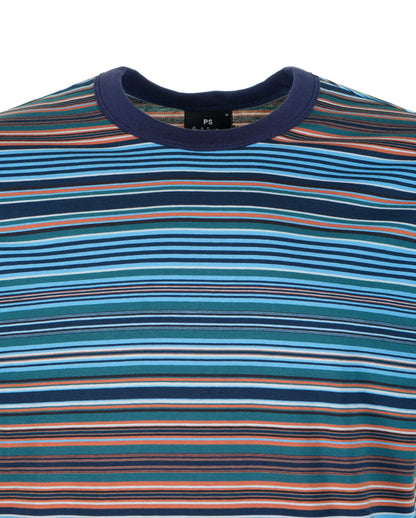 Casual Fit Stripe T Shirt Cobalt Blue