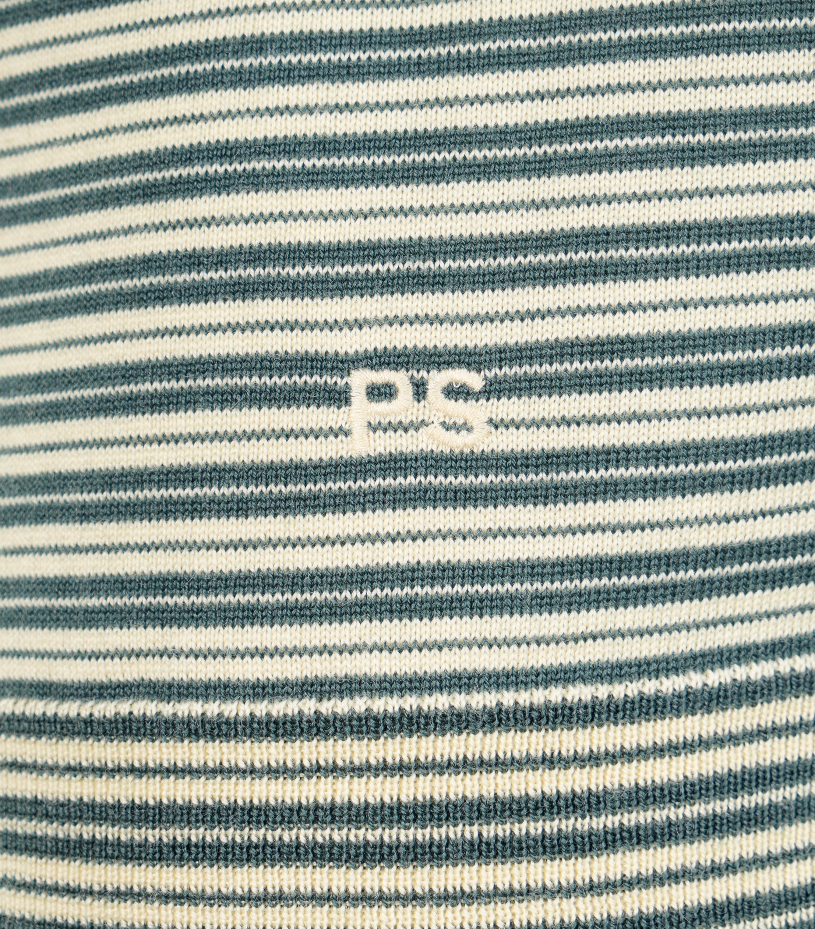 Knitted Long Sleeve Striped Polo Shirt Petrol Green