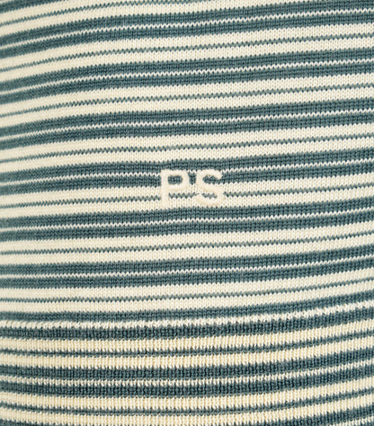 Knitted Long Sleeve Striped Polo Shirt Petrol Green