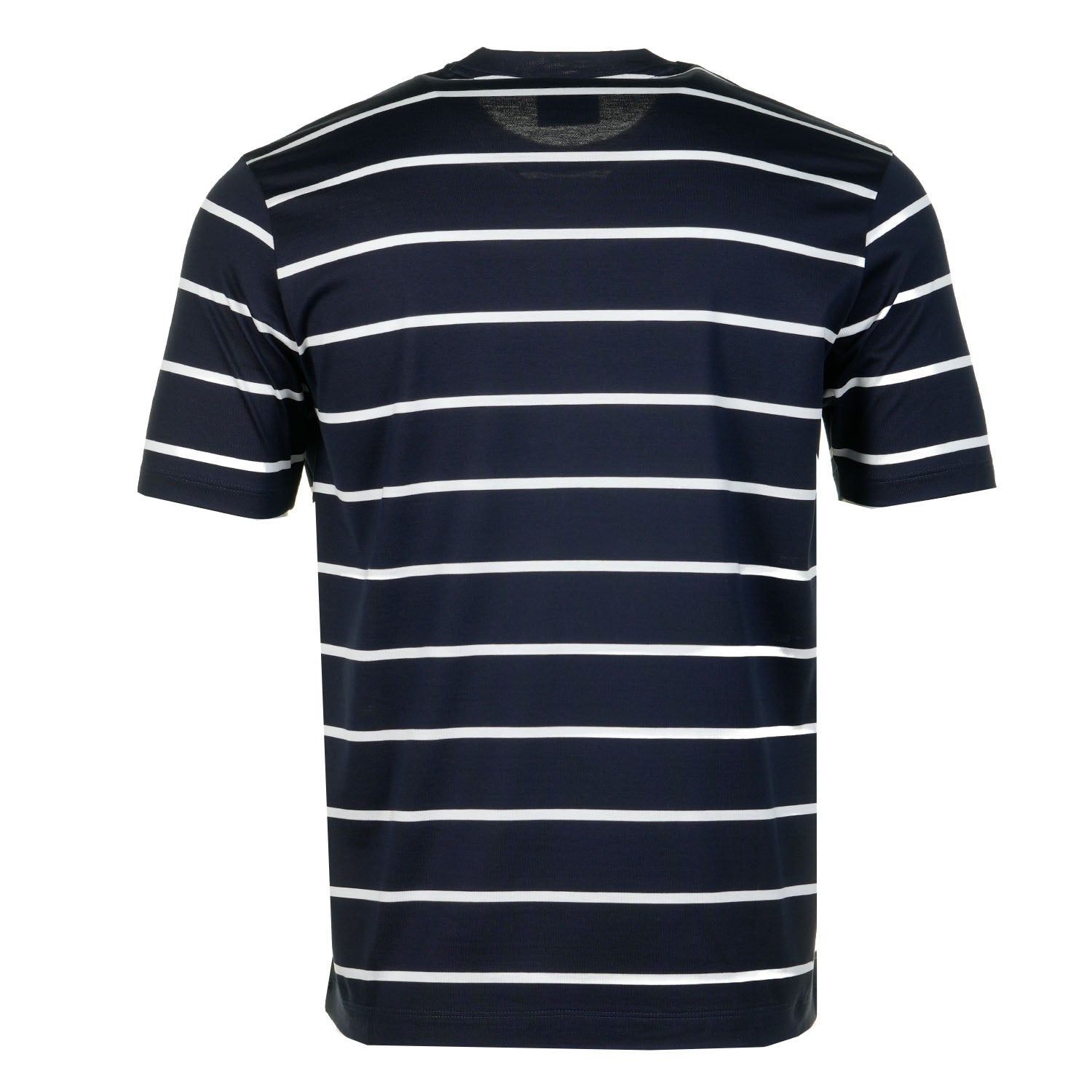Short Sleeve Striped Metal Shark Logo T Shirt Navy