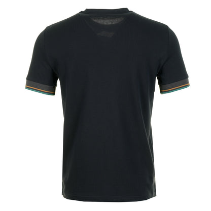 Twin Tipped Cuff Pique T Shirt Navy