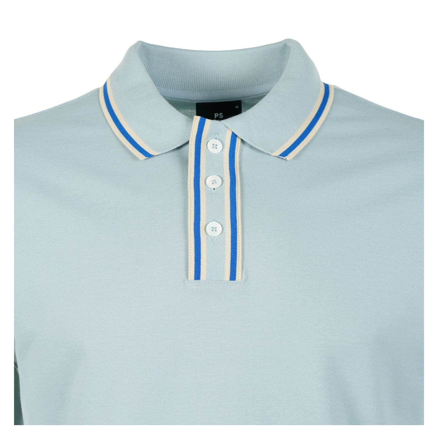Regular Fit Short Sleeve Stripe Detail Polo Shirt 40B Light Blue