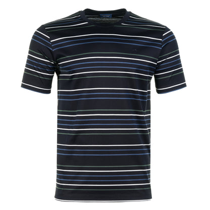 Short Sleeve Aqua Touch Cotton Striped  T Shirt Navy