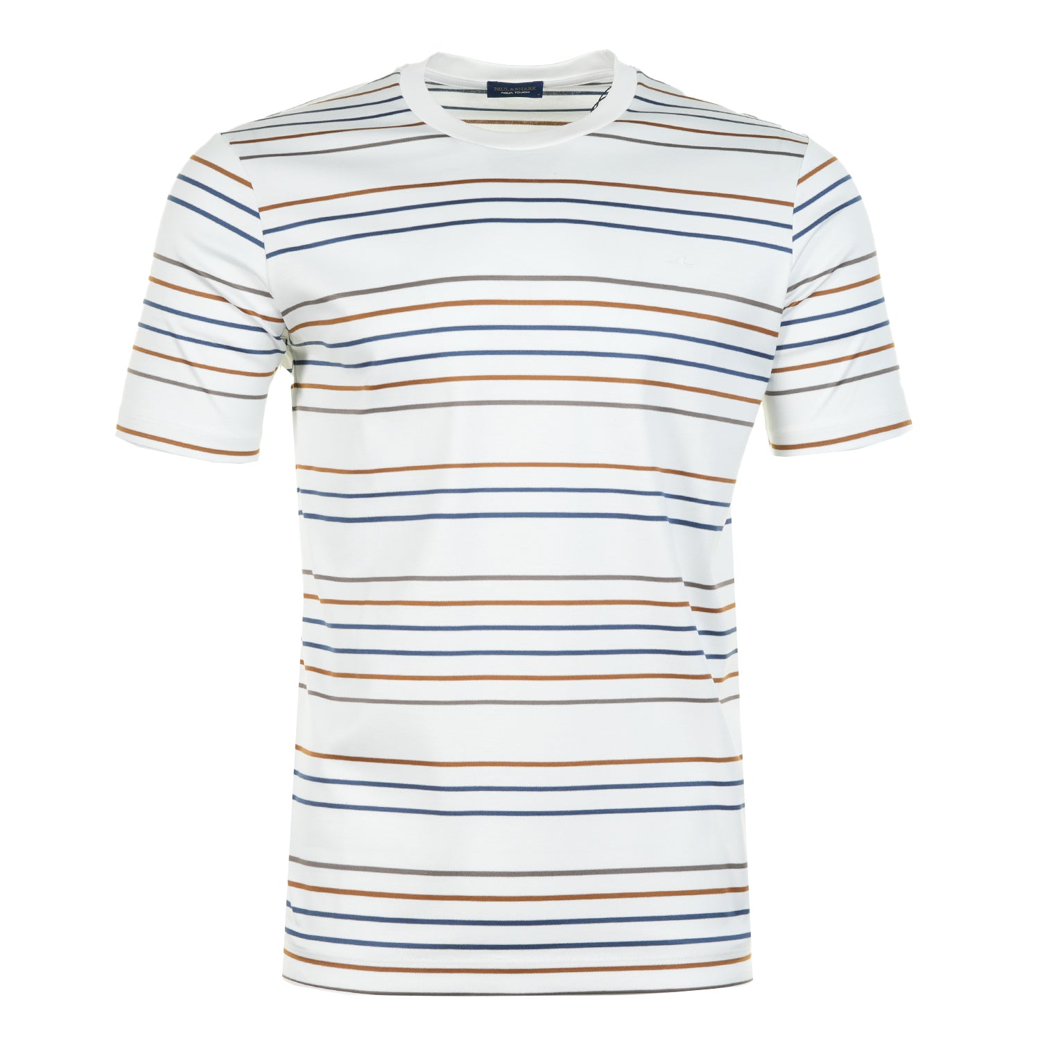 Short Sleeve Aqua Touch Cotton Striped  T Shirt White
