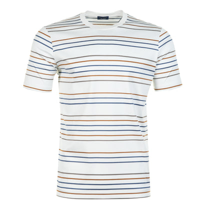 Short Sleeve Aqua Touch Cotton Striped  T Shirt White